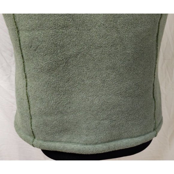Frost Medium Green Full Zip Distressed Thick Sherpa Lined High Neck Fleece Vest - Picture 11 of 12